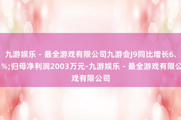 九游娱乐 - 最全游戏有限公司九游会J9同比增长6.73%;归母净利润2003万元-九游娱乐 - 最全游戏有限公司